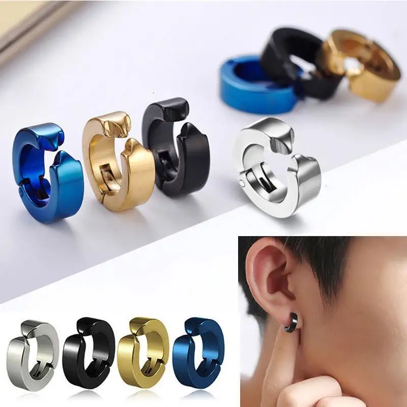 

1 шт.; Мужские серьги-Клипсы из нержавеющей стали с бриллиантами; Бриллианты; Простые; Мужские серьги; Серьги в стиле панк и красивые серьги