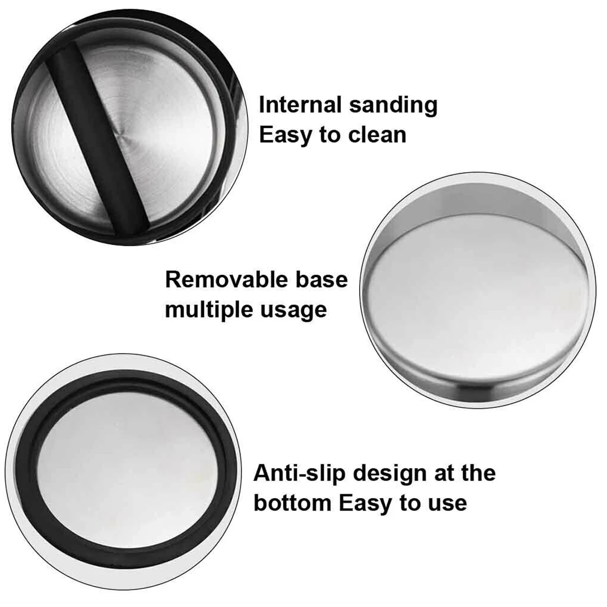 

1800ml Stainless Steel Coffee Grind Knock Box Espresso Grind Container Anti Slip Bin Waste Bin with Detachable Knock Bar Barista