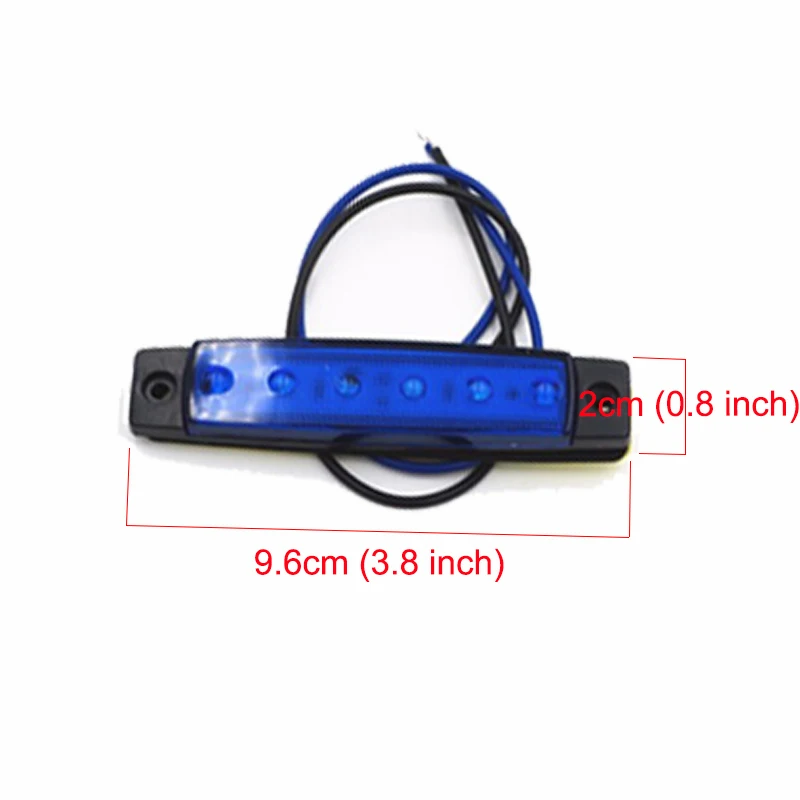 Синий DC 12V 24V 6LED боковой габаритный фонарь для прицепа грузовика лодки автобуса