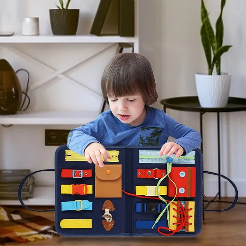 

Kids Montessori Toys Baby Busy Board Buckle Training Essential Educational Sensory Board For Toddlers Ntelligence Development