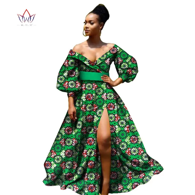african bazin dresses for women african Three Quarter sleeves dresses for women african clothing wax dashiki fabric WY2255 - Цвет: 15