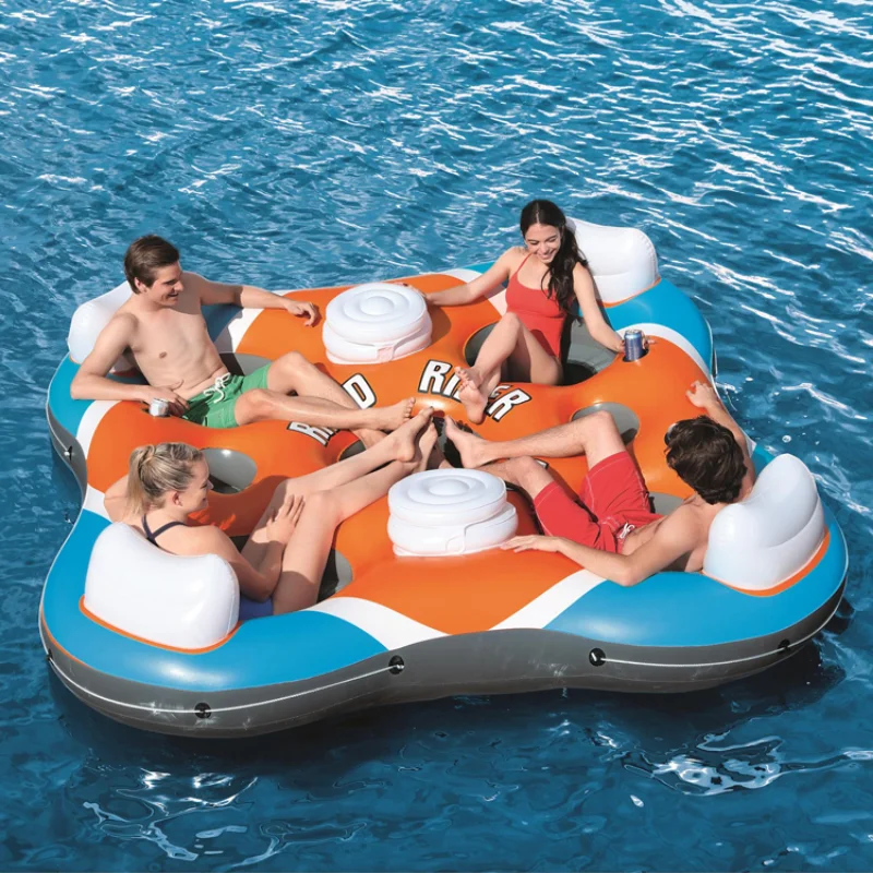 

zq More than Water Inflatable Floating Bed People Large Float Kickboard Swimming Pool Floating Chair Sunshade Floating Island