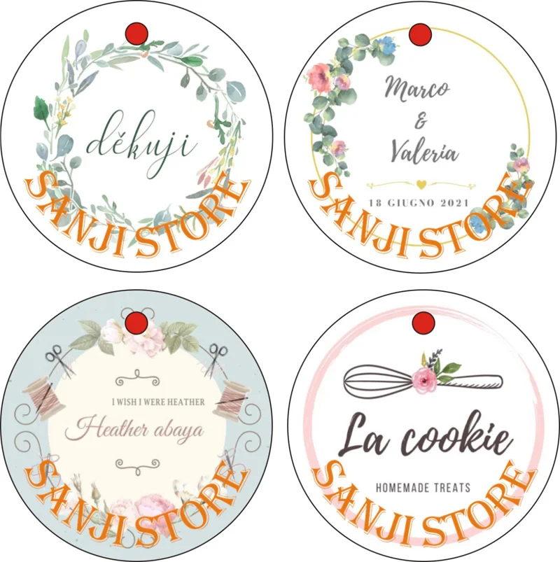 

100 Pieces/Set,Baptism Labels, Personalized Labels With Holes, Your Text Or Logo. Handmade Thank You Labels, Custom Labels.