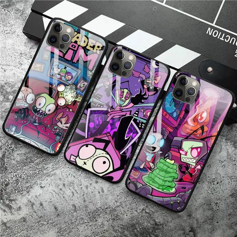 

Cartoon TV Invader Zim Phone Case Tempered Glass For iPhone 12 Pro Max Mini 11 Pro XR XS MAX 8 X 7 6S 6 Plus SE 2020 case