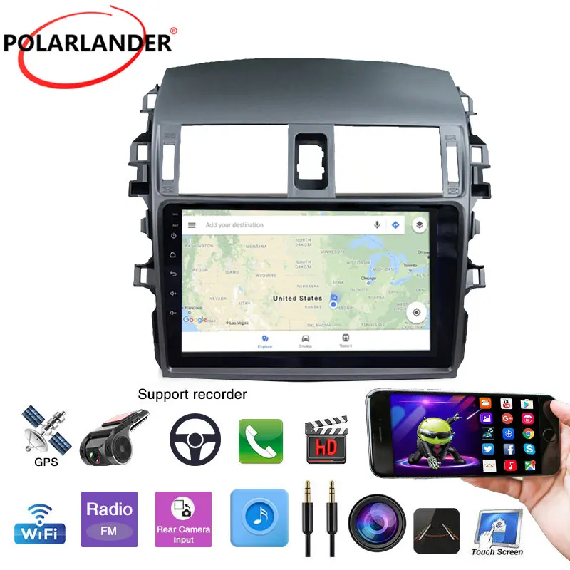 Автомагнитола 2 Din Wi-Fi 9 дюймов Android 1 Гб + 16 ГБ Bluetooth5.0 сенсорный экран GPS-навигация