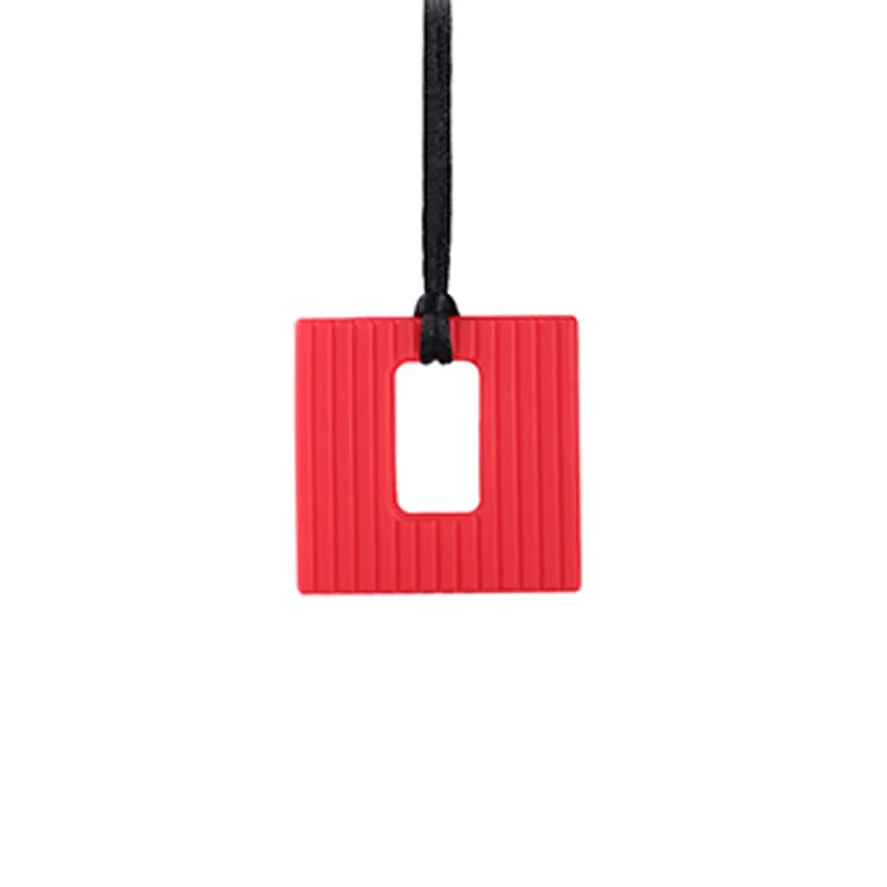 5PCS Square Textured Chew Necklace Silicone Teether Baby Teething Pendant Sensory Therapy Toys for Autism ADHD Special Needs | Мать и
