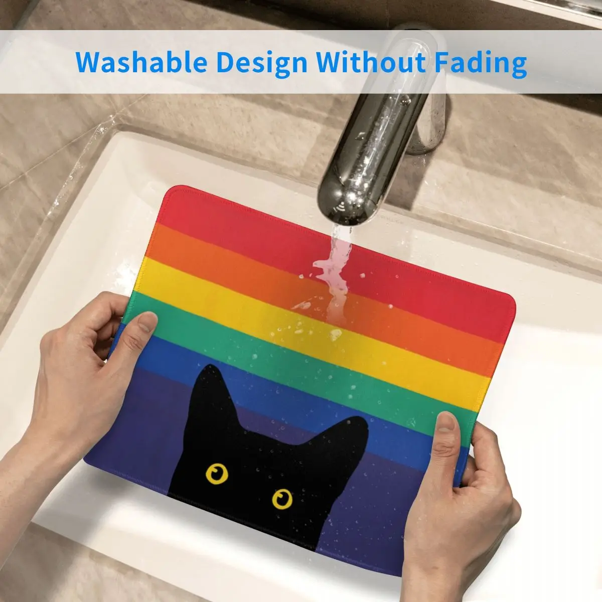 Игровой коврик для мыши Peeking Cat In Rainbow Circle Нескользящий Резиновый базовый Коврик