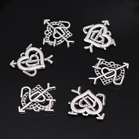 15pcs silver plated heart shape cupids arrow pendant diy charm couple bracelet earrings jewelry crafts metal accessories p732
