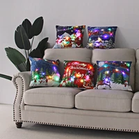 christmas series led light sofa cushion cover decorative throw pillow covers for living room xmas pillowcase home party decor