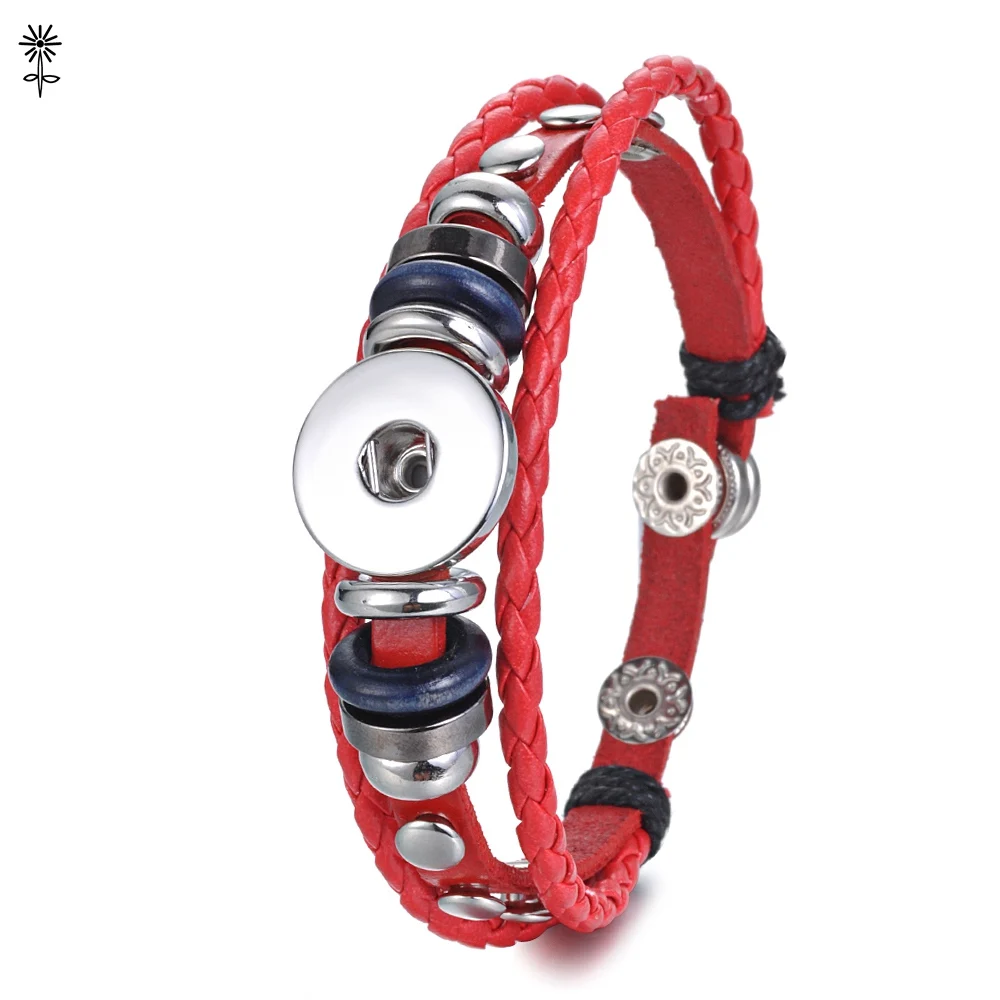 Кнопки талисманы Браслет 18 мм Сменные плетеный кожаный браслет сделай сам