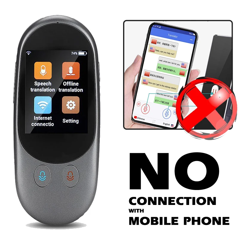 

F1 Smart Portable Double MIC Voice Translator Real-Time Offline Translation 65 Languages 150H Standby Noise Reduction Translator