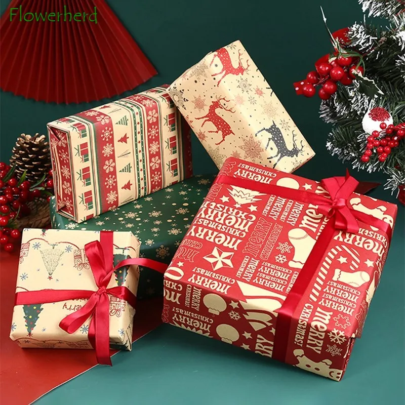 

Рождественский Декор «сделай сам», подарочная упаковка из бутика, подарочная бумага, Подарочная коробка, Цветочная цветочная упаковка, упа...