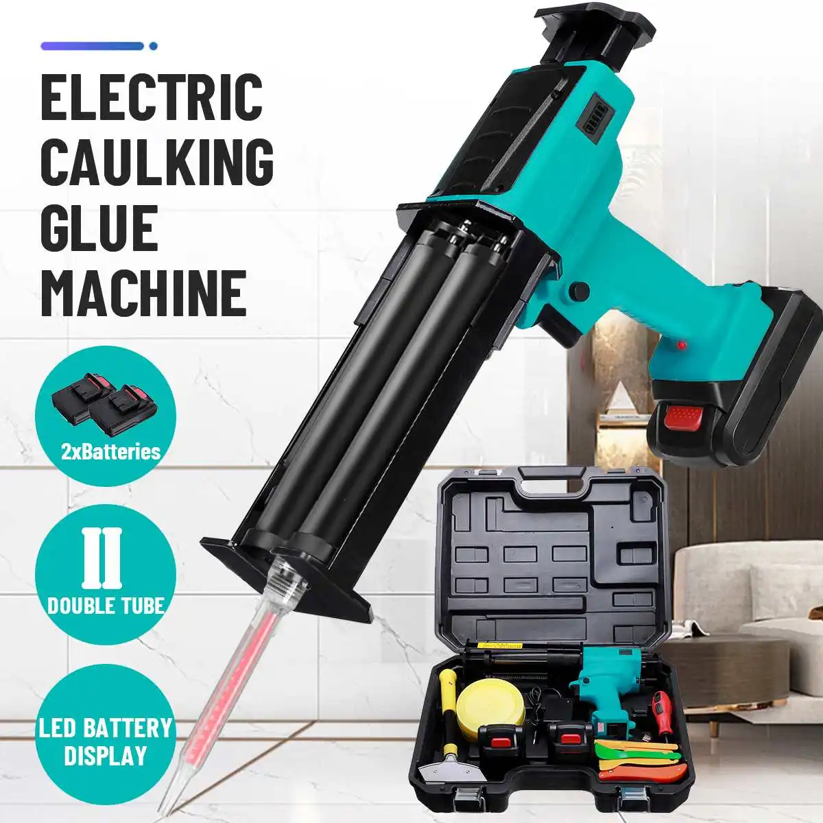 

110/220V Glue Gun Wireless double tube Caulking Gun automatic Heated construction DIY Repair tools glue seals machine & battery