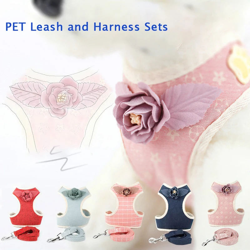 

New Pet Leash Vest Type for Puppy Dog Harness and Leash Set Pet Kawaii Dog Collar Pet Supplies Cat Accessories