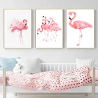 Пламенный фламинго, печать на холсте, розовая картина, простой акварель, птица, настенный художественный плакат, украшение детской спальни в скандинавском стиле