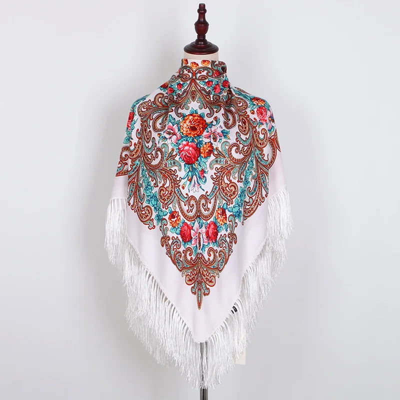 

Handkerchief Russian Scarf Ukrainian Shawls Ethnic Floral Polish Female Head Wrap Hijab Poncho Pashmina Women G19402sgf