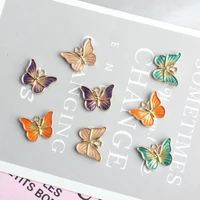 10 pcs cute butterfly shape charm diy jewelry bracelet necklace pendant charms gold tone enamel floating charms making