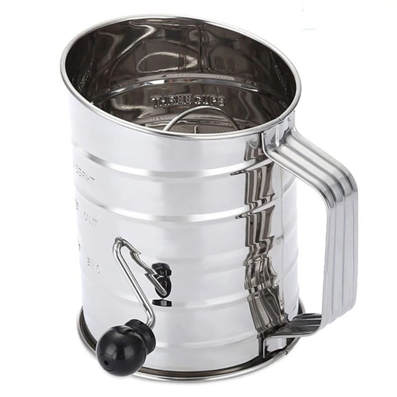 Ручной шейкер для муки Сетчатое сито из нержавеющей стали 3 чашки глазурь сахар