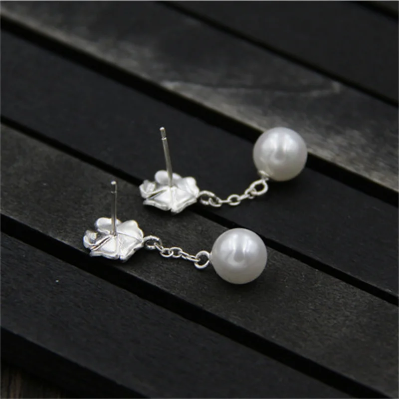 Женские серьги-подвески из серебра 990 пробы с пресноводным жемчугом | Украшения и