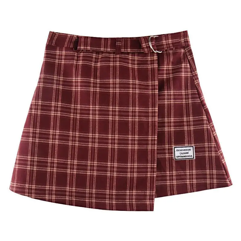 

Summer Korean retro chic check skirt for women