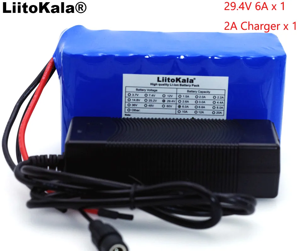 

Аккумулятор LiitoKala 18650, 24 В, 6 А · ч, 7S3P, 29,4 в, 6000 мА · ч, BMS, для электрического велосипеда, мопеда, литий-ионного аккумулятора + зарядное устройств...