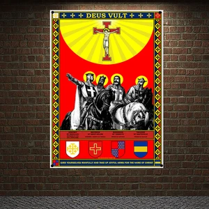 DEUS VULT Masonic Knight Templar Flag Banner Medieval Warrior Armor Posters Hang on the wall 4 grommets Custom Flag indoor Decor