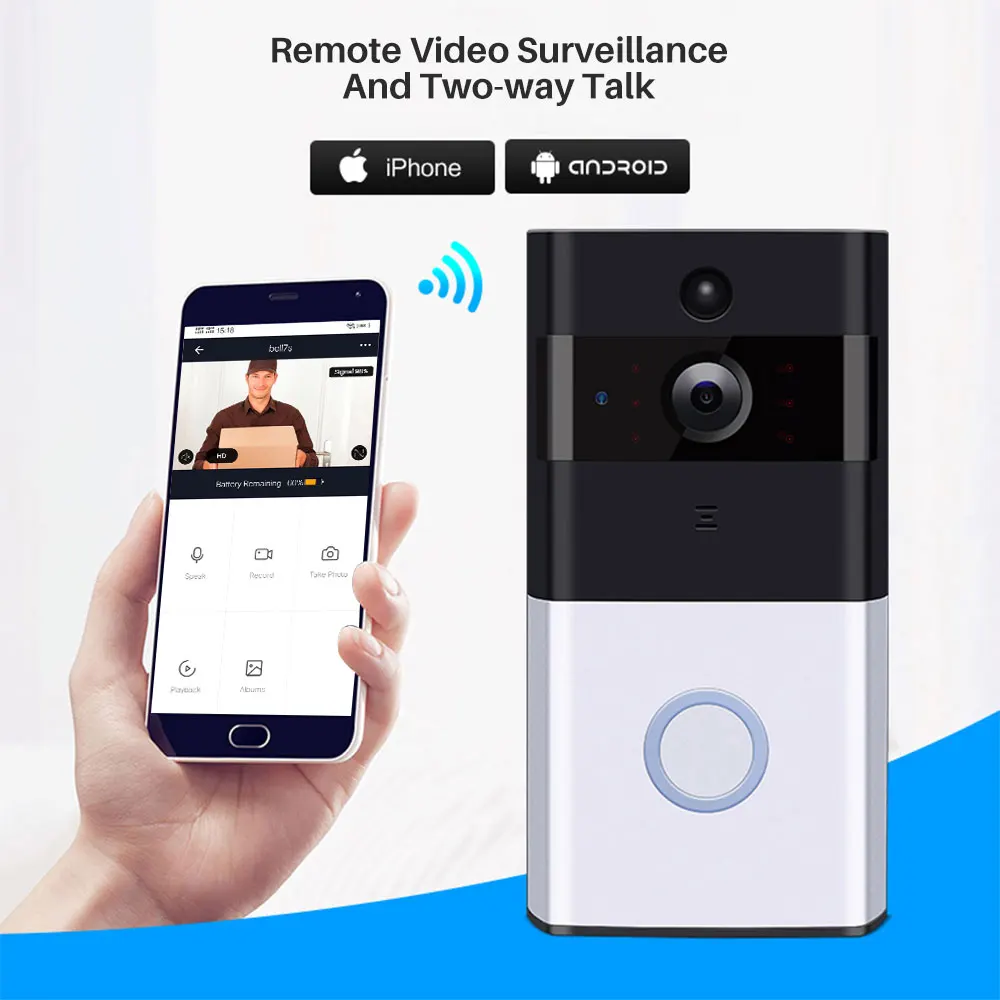 Умный дверной звонок Tuya 1080P Wi Fi видеодомофон SmartLife дистанционное управление через