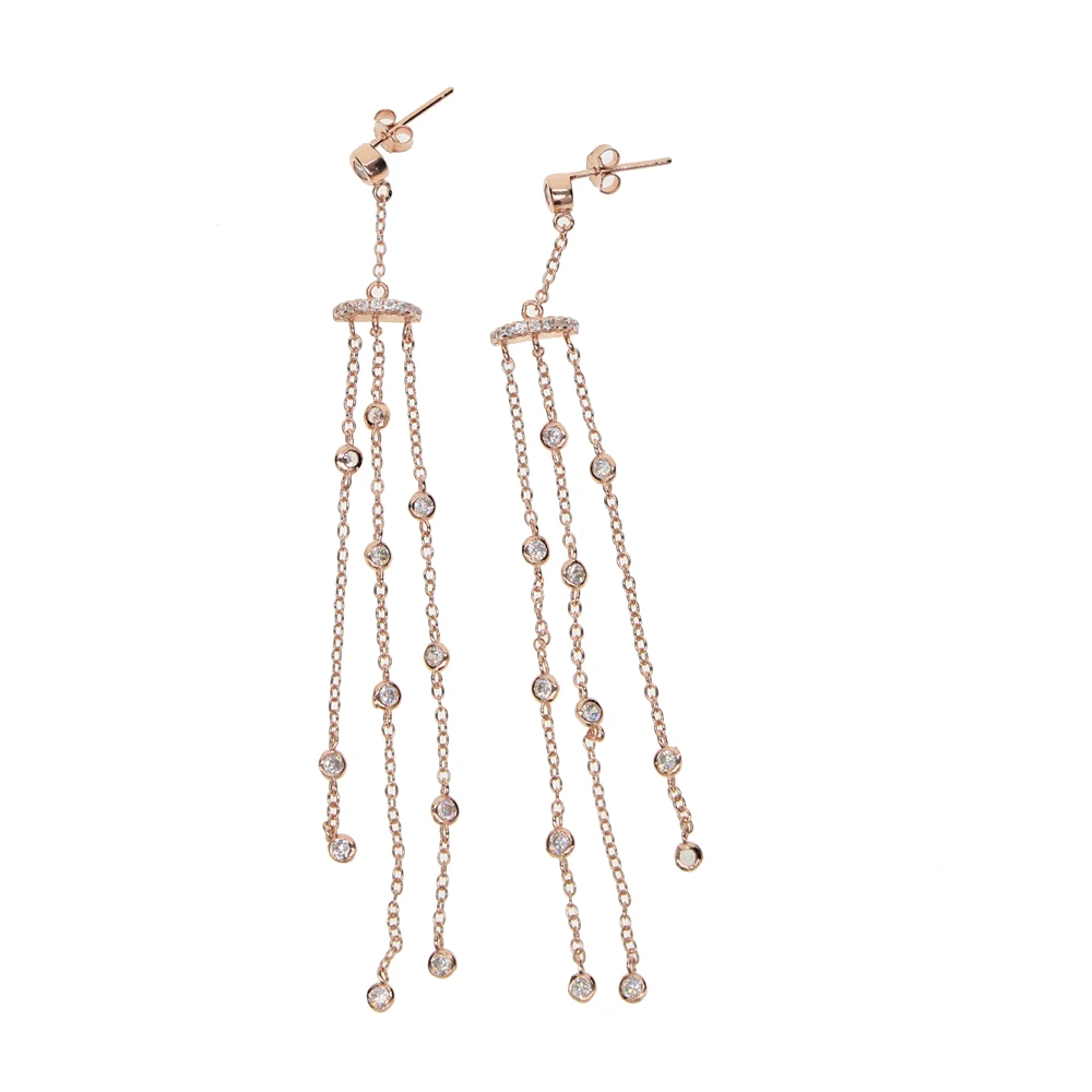 Женские длинные серьги-кисточки из серебра 2018 пробы с фианитом | Украшения и