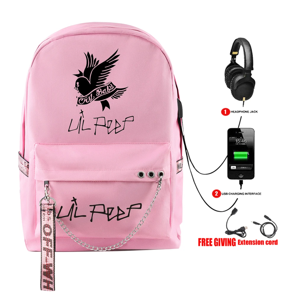 

New Hip Hop Creative Rap backpack Usb Rechargeable Schoolbag Student Waterproof Canvas Travel Bag Print Teen Girls Casual bags