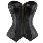 Черный, красный сексуальный стимпанк Корсет Бюстье Искусственная кожа застежка-молния корсет Overbust Корсеты и бюстье топ размера плюс, шейпер для тела