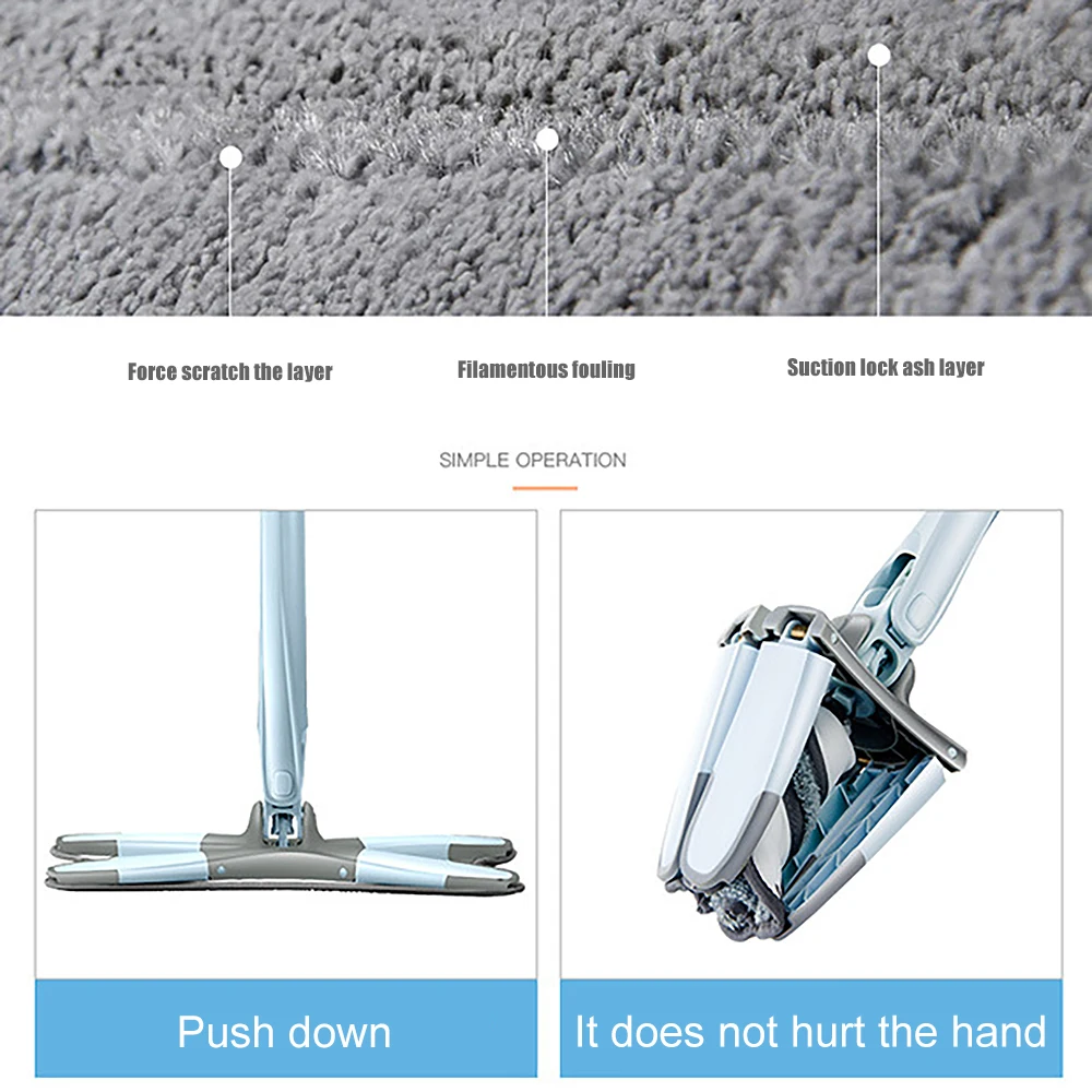 Hand Free Washing Rotation Flat Mop With Microfiber Replace Pads Easy Wringing Manual Extrusion Floor Cleaning Tools | Дом и сад