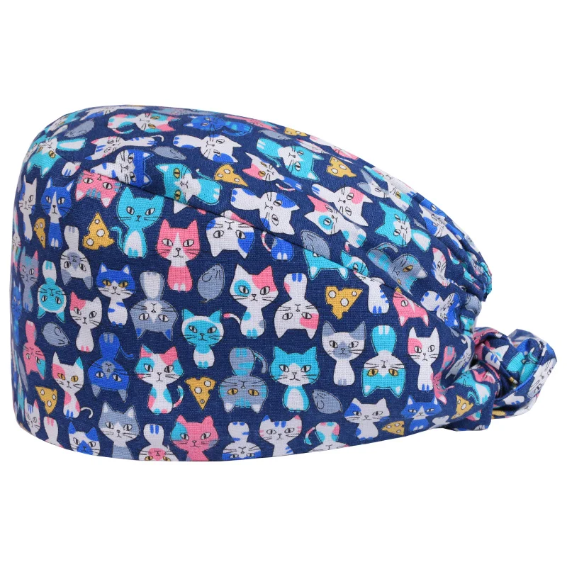 Милый Кот ветеринарный скраб Кепки s и кормящих мам Принт в виде Рабочая шляпа Для