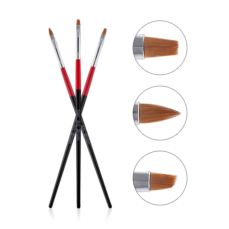 Azure beauty 3 шт./лот черный красный цвет высокое качество кисть для ногтей маникюр