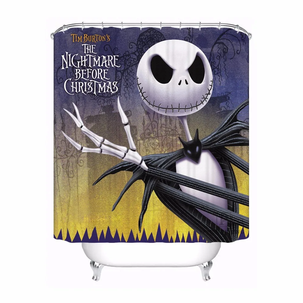 Custom Waterproof Shower Curtain Nightmare Before Christmas Printed Bathroom Decor Various Sizes #180320-02-247 | Дом и сад