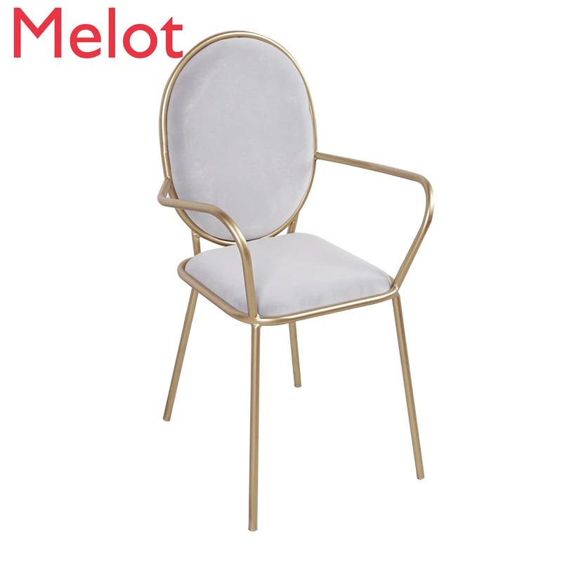 

Nordic светильник роскошный Железный обеденный стул с широкой головкой спинка стула Современный простой домашний стул отдыха, макияж, бархатн...