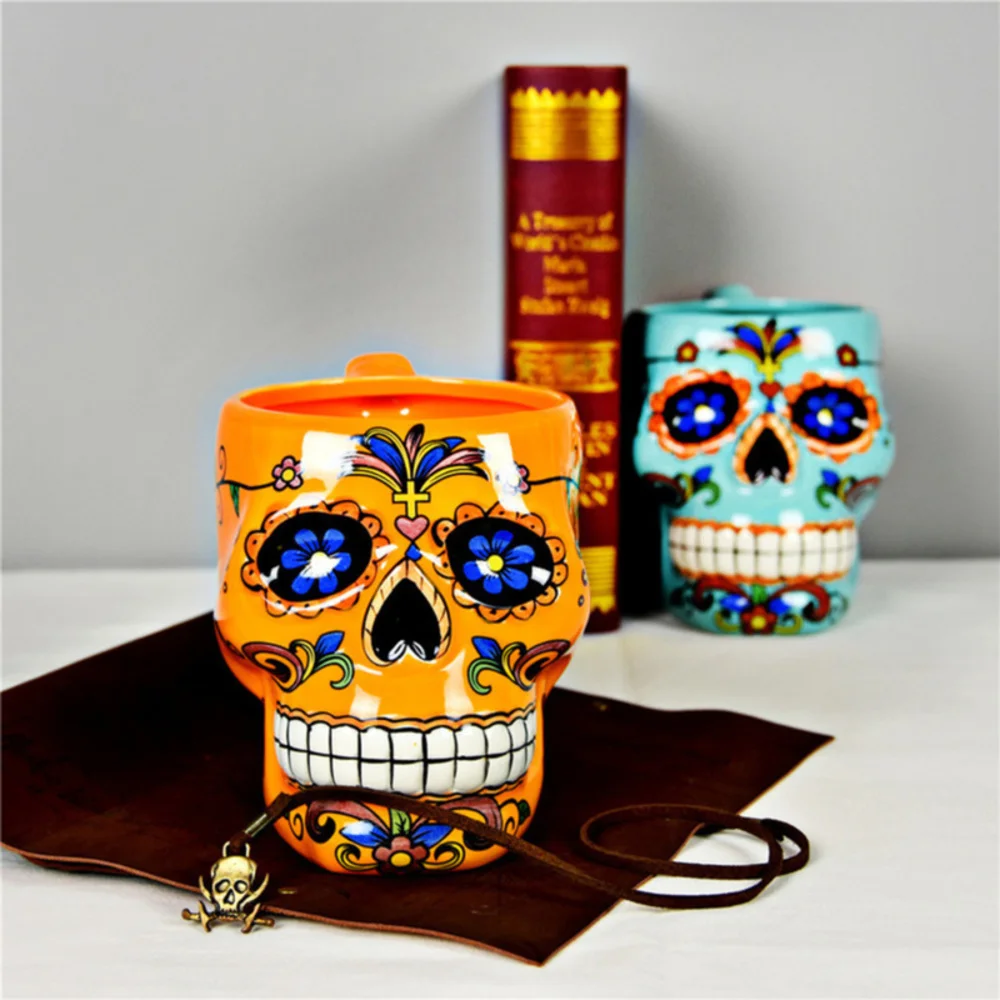 

Personality Skull Mug Comfortable Touch Ceramic Cup Couple Pair Cup Large Capacity Creative Mug Colorful Simple Cup 800ml