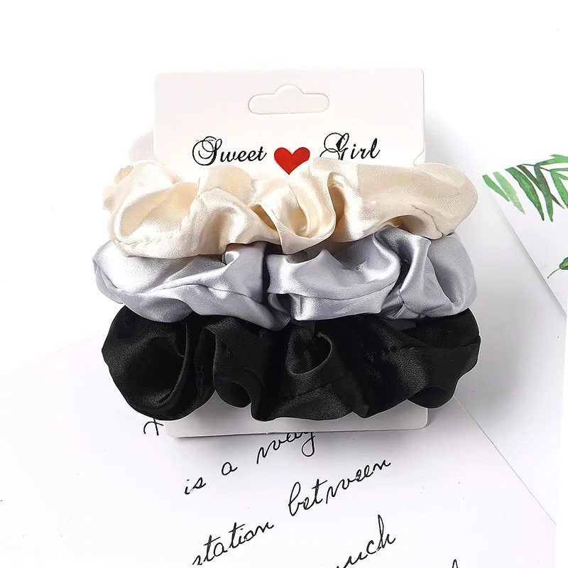 

3PCS/1PC Vintage Velvet/Silk Leopard Pure Color Scrunchies Set Elastic Hair Bands Ponytail Holder Fashion Hair Accessories