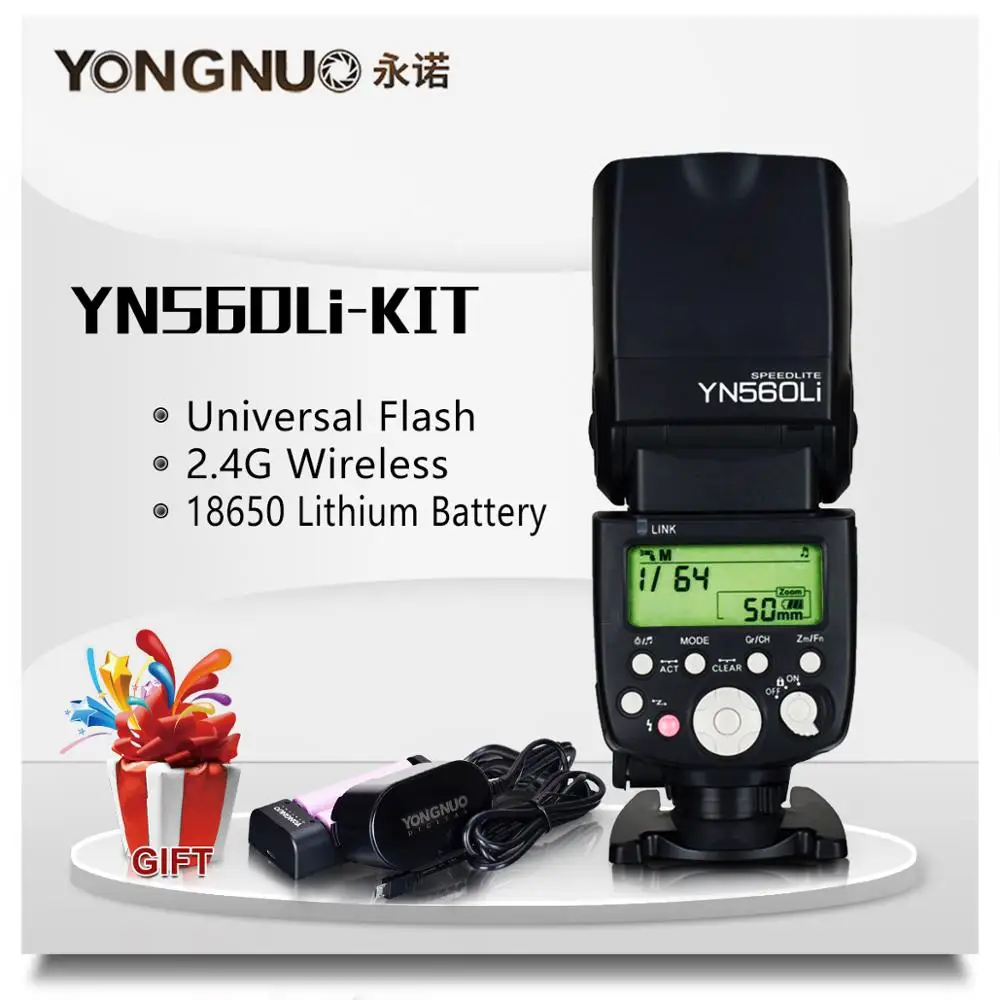 Yongnuo YN560Li 2,4G радио мигание расстояние до 100 метров Универсальный Топ Горячий башмак вспышка для Canon Nikon Olympus литиевая вспышка