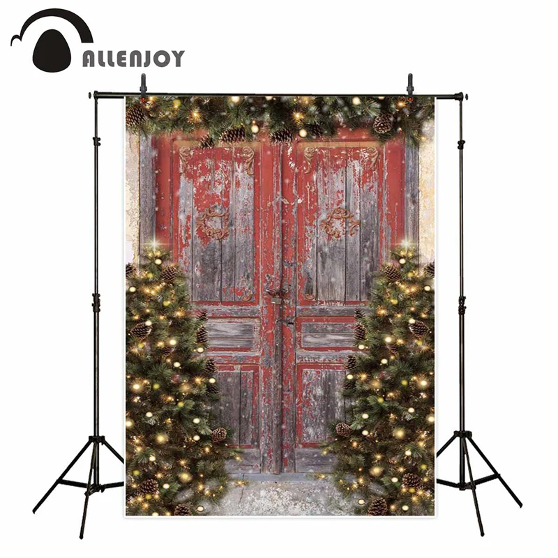 Фон для фотосъемки Allenjoy с изображением потертой деревянной двери рождественской