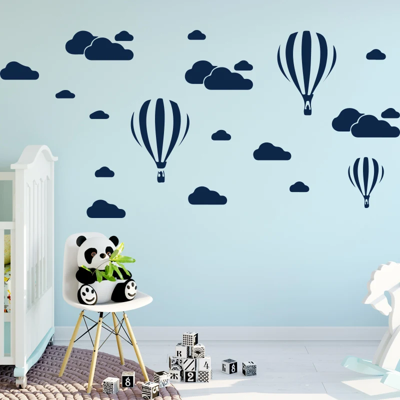 

2PCS Colorful Clouds & Hot Air Balloons Stickers Nursery Kids Room Vinyl Wall Art Sticker Wall Decals Removable