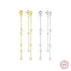 Aide 925 стерлингового серебра длинной цепи кисточкой длинные висячие серьги для женщин элегантные бусы нить серьги oorbellen вечерние ювелирные изделия