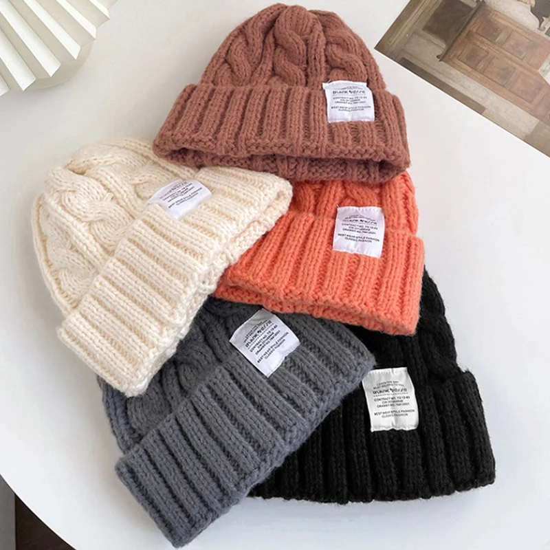 

Unisex Knitted Hat Soft Warm Head Cap Mohair Solid Color Beanies Couple Girls Winter Hat Korean Trendy Ear Protection Bonnet Cap