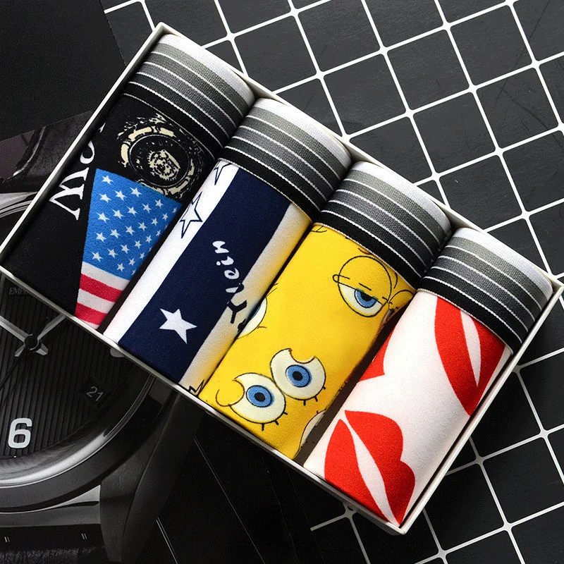 4Pcs/ot Men's Underwear Men's Cotton Boxer Men's Underwear Men's Underwear Breathabe Shorts Men's Pus Size -2X