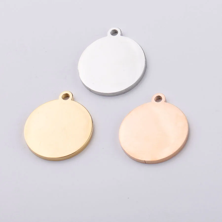 100% Нержавеющая Сталь пустая круглая подвеска для гравировки 19 мм металлическая