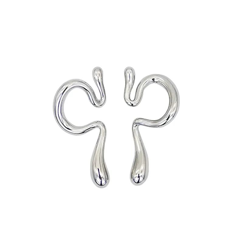 

Sterling Silver Curve Line Ear Cuff Clip On Earrings For Women Gold Color Big Earcuff Earings Without Piercing Jewelry