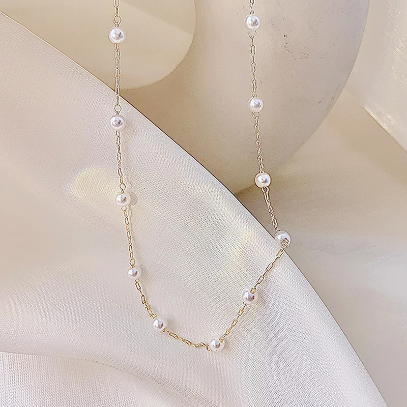 

Pearl Choker Necklace for Women Wedding Jewelry Femme Punk Bead Lariat Gold Color Chocker Necklace Simple Gothic Baroque