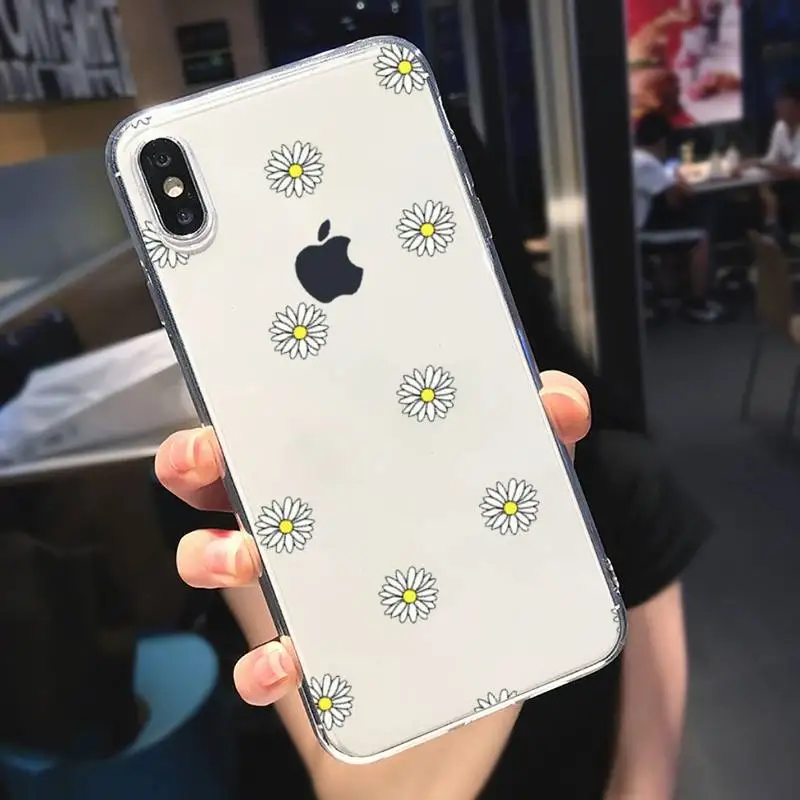 

Daisy Flower plant pattern Phone Case Transparent soft For iphone 5 5s 5c se 6 6s 7 8 11 12 plus mini x xs xr pro max