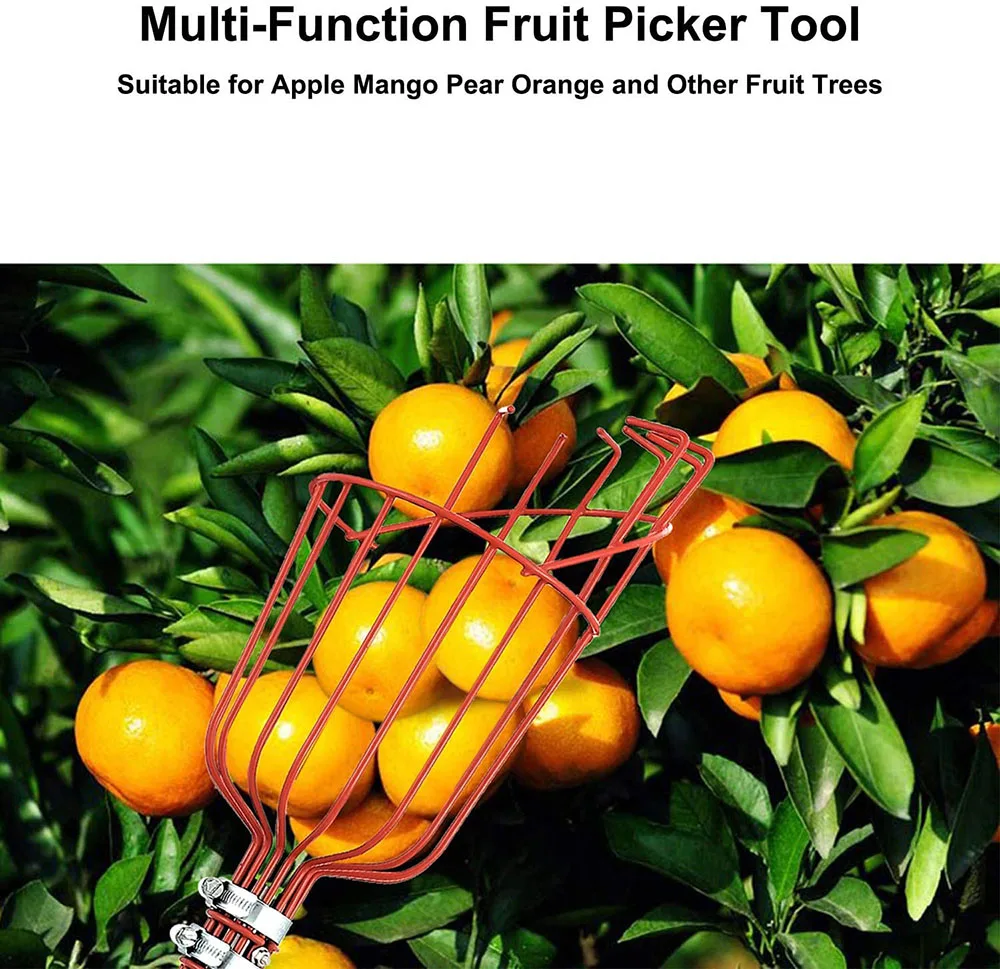 

CN Fruit Picker 260cm Adjustable Deep Basket Convenient Harvesting Fruit Collector Catcher Apple Peach Picking Garden Tools