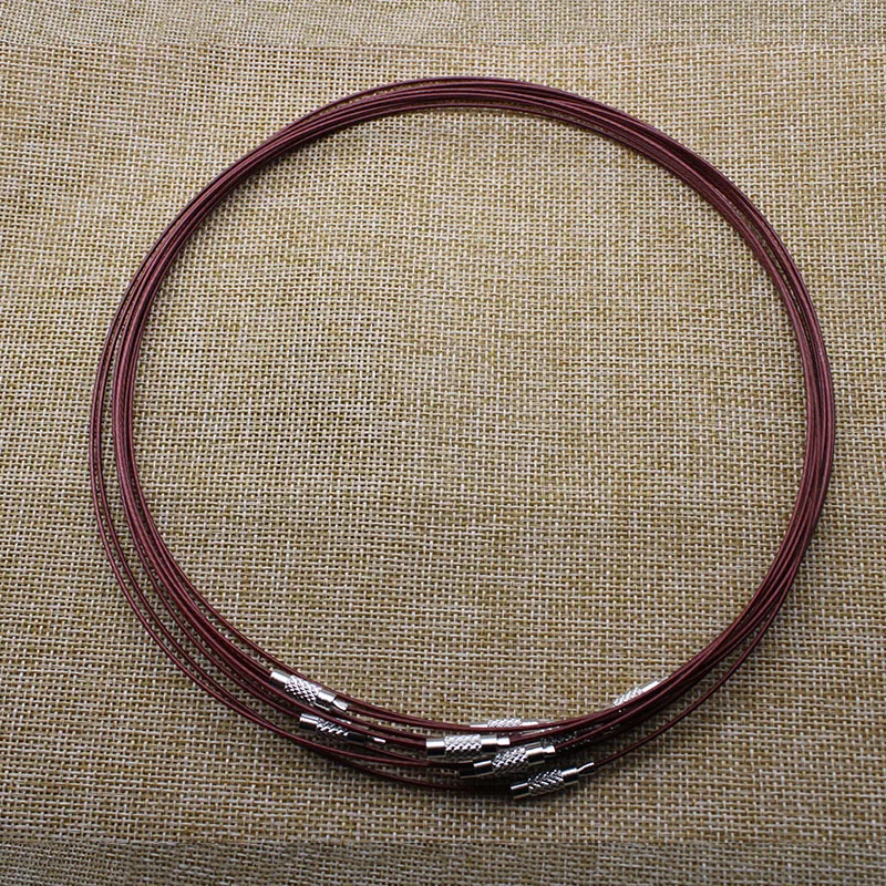 wine red 10 шт. 1 мм проволока из нержавеющей стали, шнур, веревка, цепочка, колье, ожерелье для DIY ювелирных изделий, 18 дюймов, смешанные цвета Z952 - Цвет: wine red