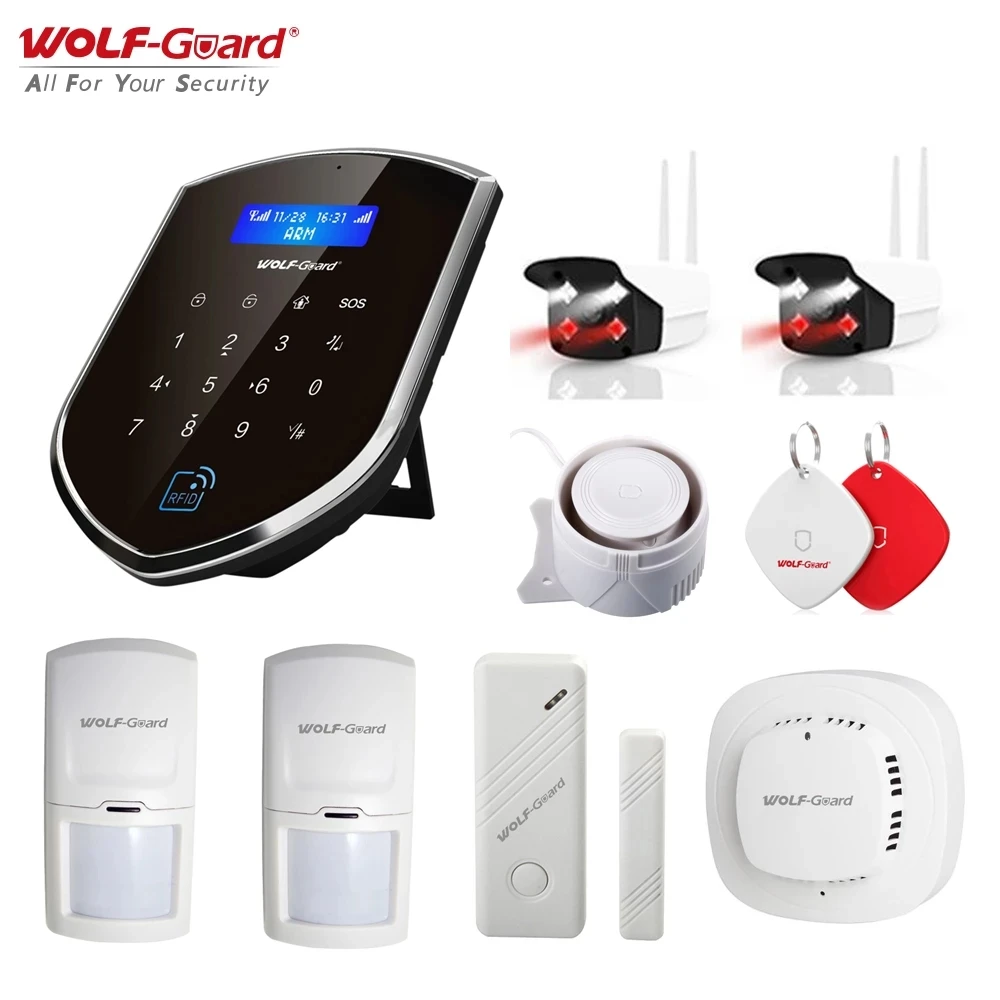 Wolf-Guard Wireless Home Alarm Security Burglar System All-Around 3G Host 2.4G Wifi 720P Indoor /Outdoor Waterproof Camera